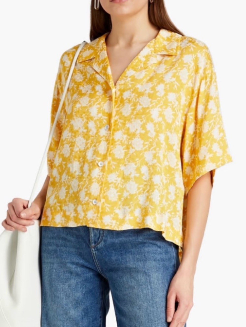 Rag n Bone Yellow Floral Button-Front Women's Top